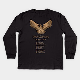 Ancient Roman Steampunk Eagle - Scipio Africanus World Tour Kids Long Sleeve T-Shirt